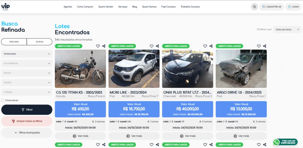 Onde encontrar carros sinistrados